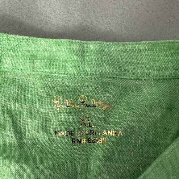 Lilly Pulitzer Briette Button Down Top Seacoast Linen Gecko Green Women’s XL - Picture 9 of 13